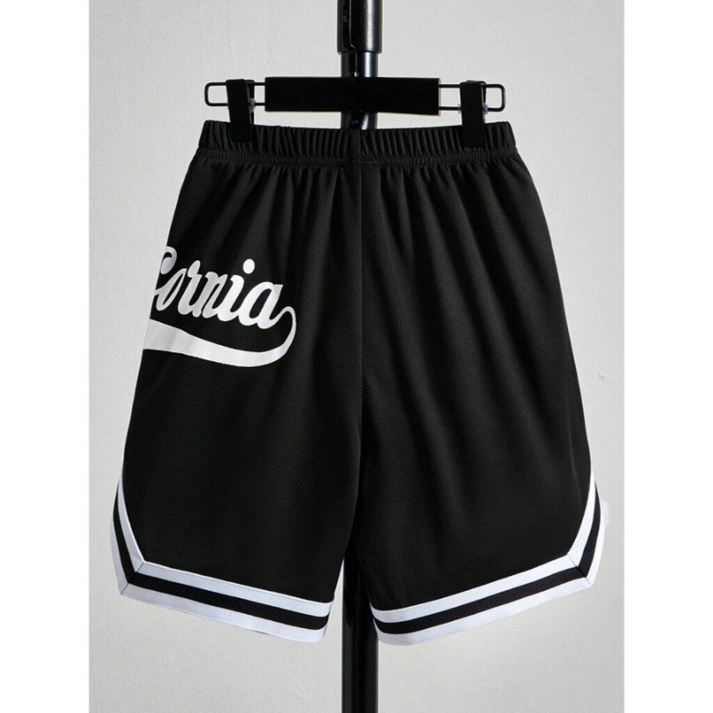 SHEIN Women's 1XL Plus Size Black Letter Print California Logo Summer Shorts NIB