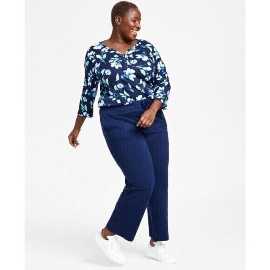 Karen Scott Plus Size Navy Knit Drawstring Sweat Pants /Joggers NWT