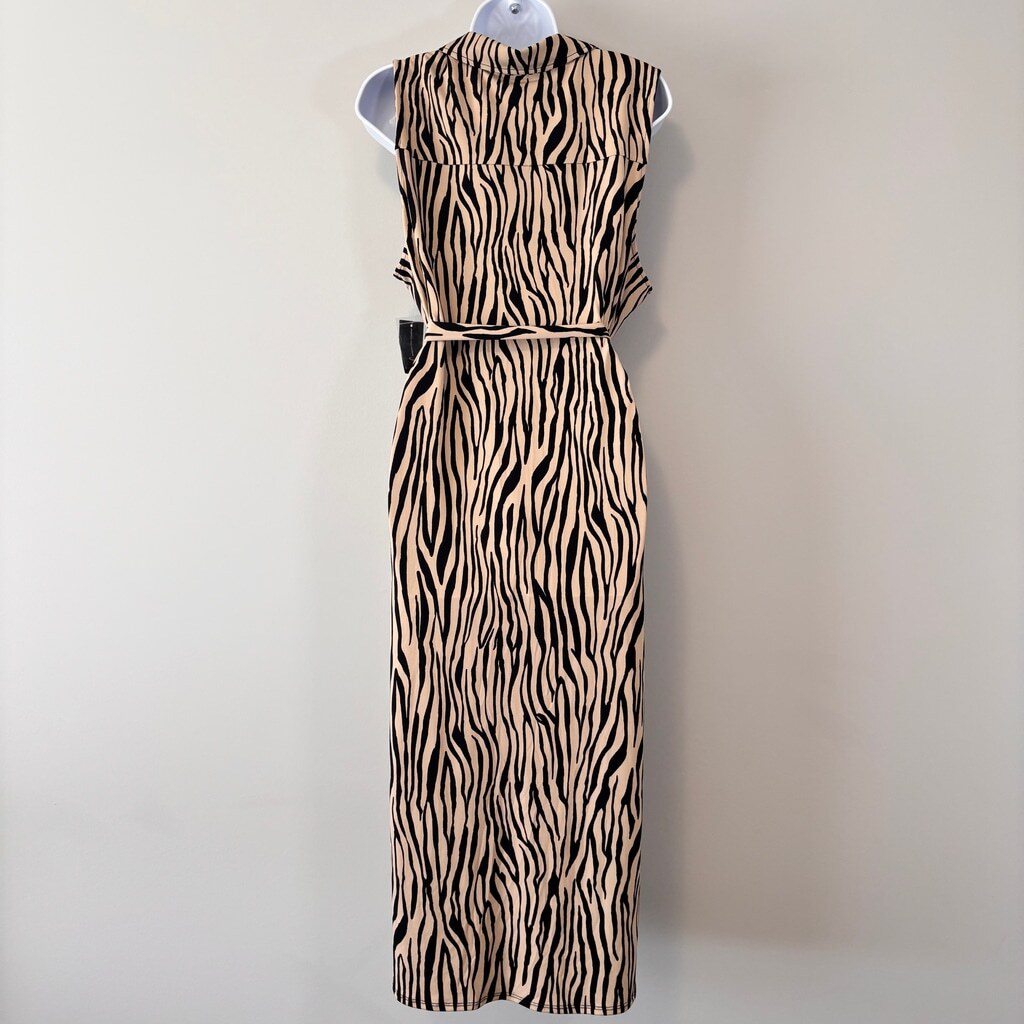 INC International Concepts XL Collared Sleeveless Zebra Print Midi Dress NWT