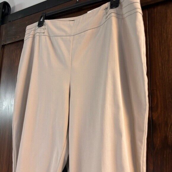 JM Collection Studded XL Petite Beige High-Waisted Straight-Leg Dress Pants NWT