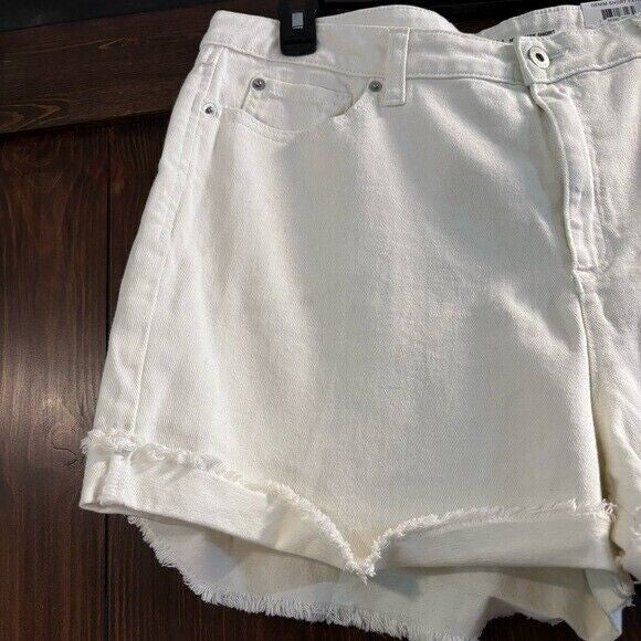 INC International Concepts Women's White High-Rise Cuffed Denim Shorts NWT