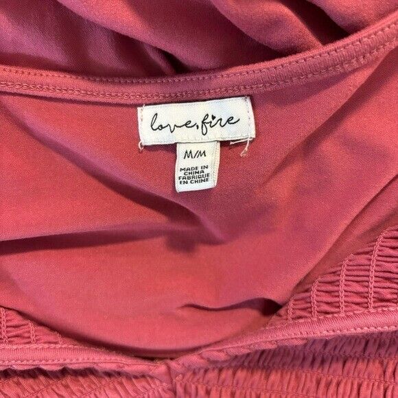 Love, Fire Juniors' Size Medium Pink Long-Sleeved Smocked Mini Dress NWOT.