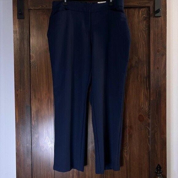 JM Collection Women's Plus & Petite Navy Curvy-Fit Straight-Leg Pants NWT
