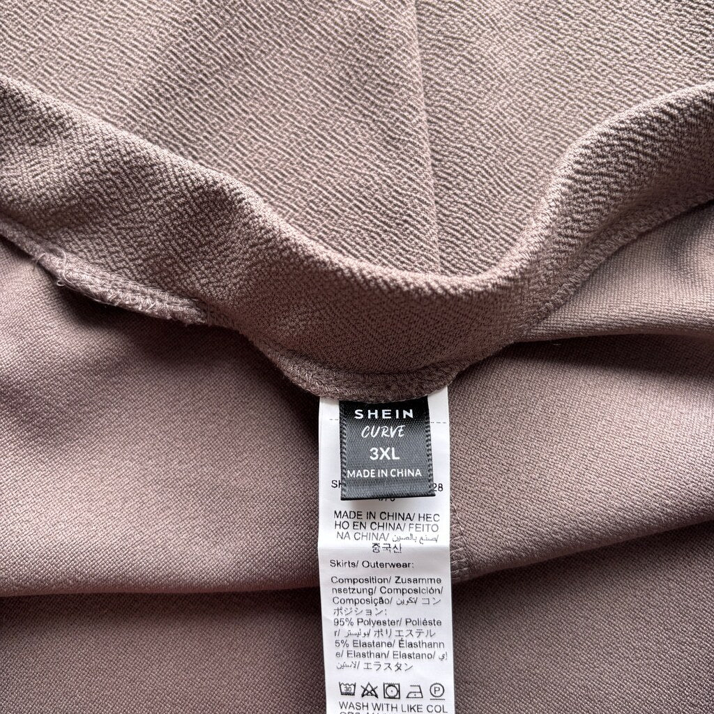 SHEIN Women’s 3XL Brown Pencil Skirt Knee-Length Straight Fit Back Slit NIB