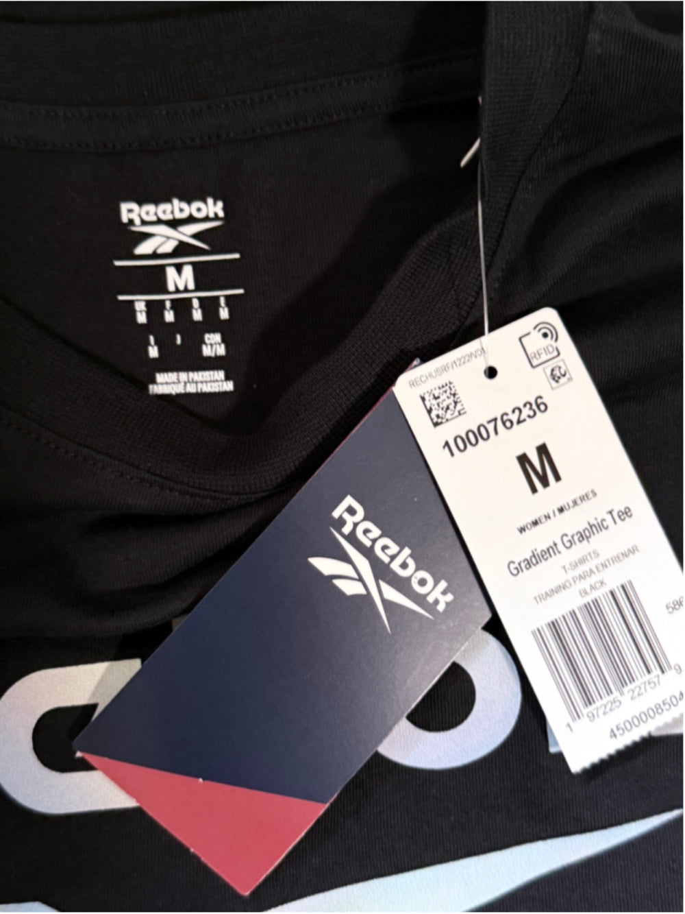 Reebok Women's Medium Black Logo-Print Crewneck Athletic T-Shirt NWT
