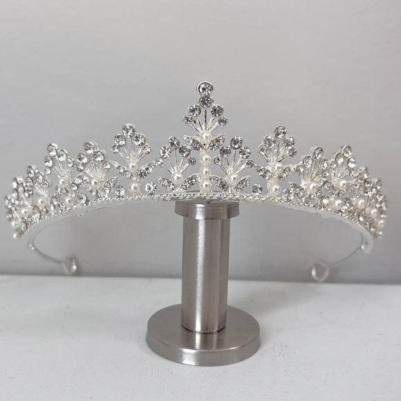 Small Floral Patterned with Pearls Crown /Tiara Bridal Accessory for Women NWT