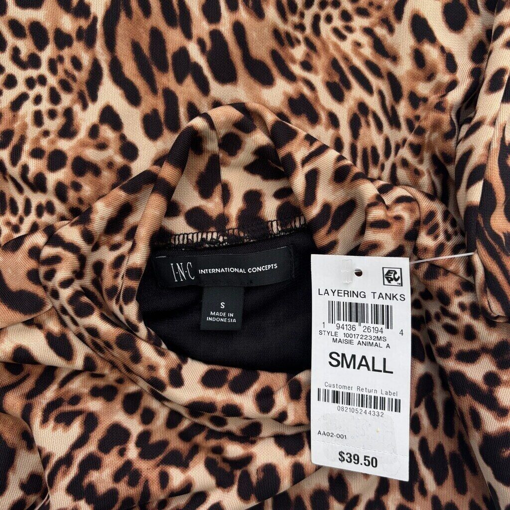 INC International Concepts Women's Leopard Mock-Neck Tank Top NWT