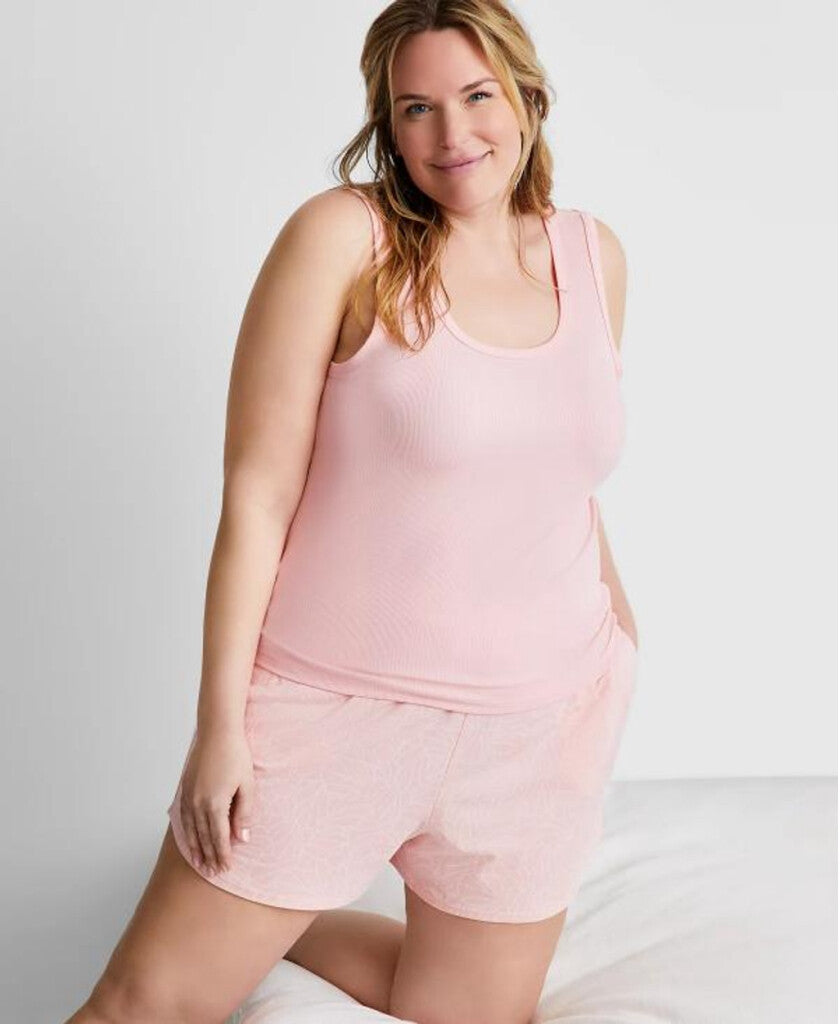 State of Day Women's Pink & White Printed Soft Knit Sleep Shorts NWT