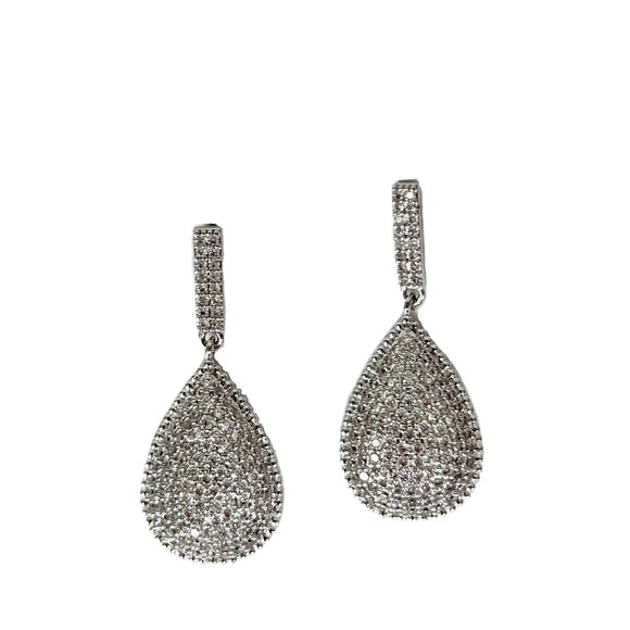 Women's Korean Style Sparkly Crystal Drop Silver Colored Earrings NWT
