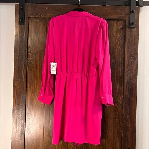 INC International Concepts Hot Pink Collared Waist Tie Dress NWT