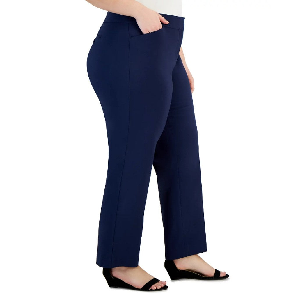 JM Collection Plus Size 18WP Curvy Fit Straight Leg Navy Blue Dress Pants NWT