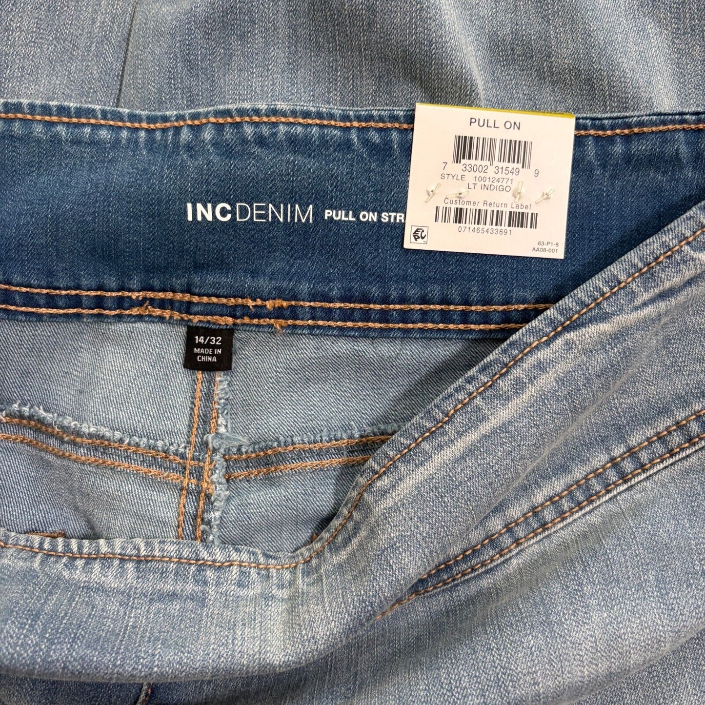 INC International Concepts Women's Mid Rise Straight Leg Pull On Jeans NWT