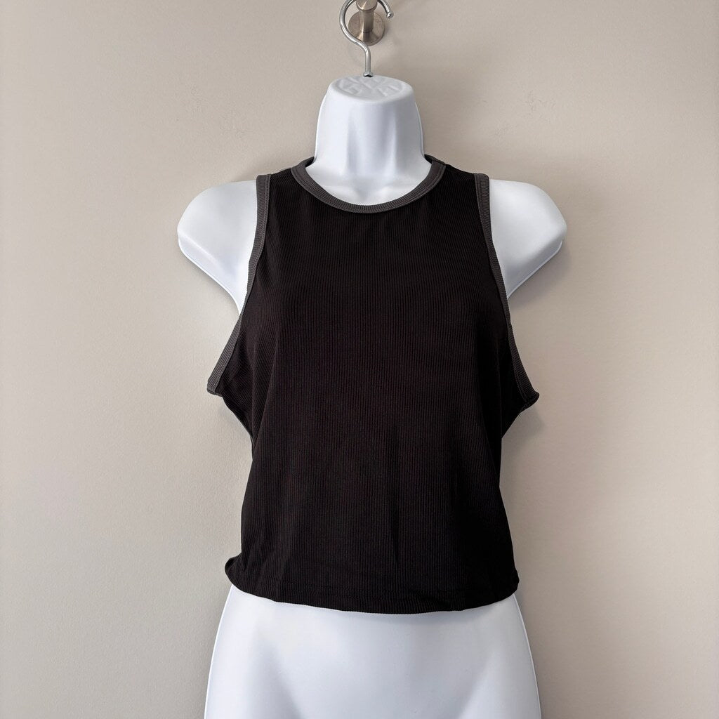 SHEIN Women's Size Large Black Ribbed Casual Cropped Tank Top for Summer NIB