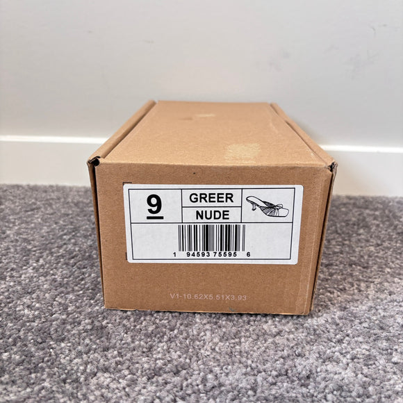 Journee Collection Women's 9 Beige Pleated Low-Heeled Dress Sandals / Shoes NIB