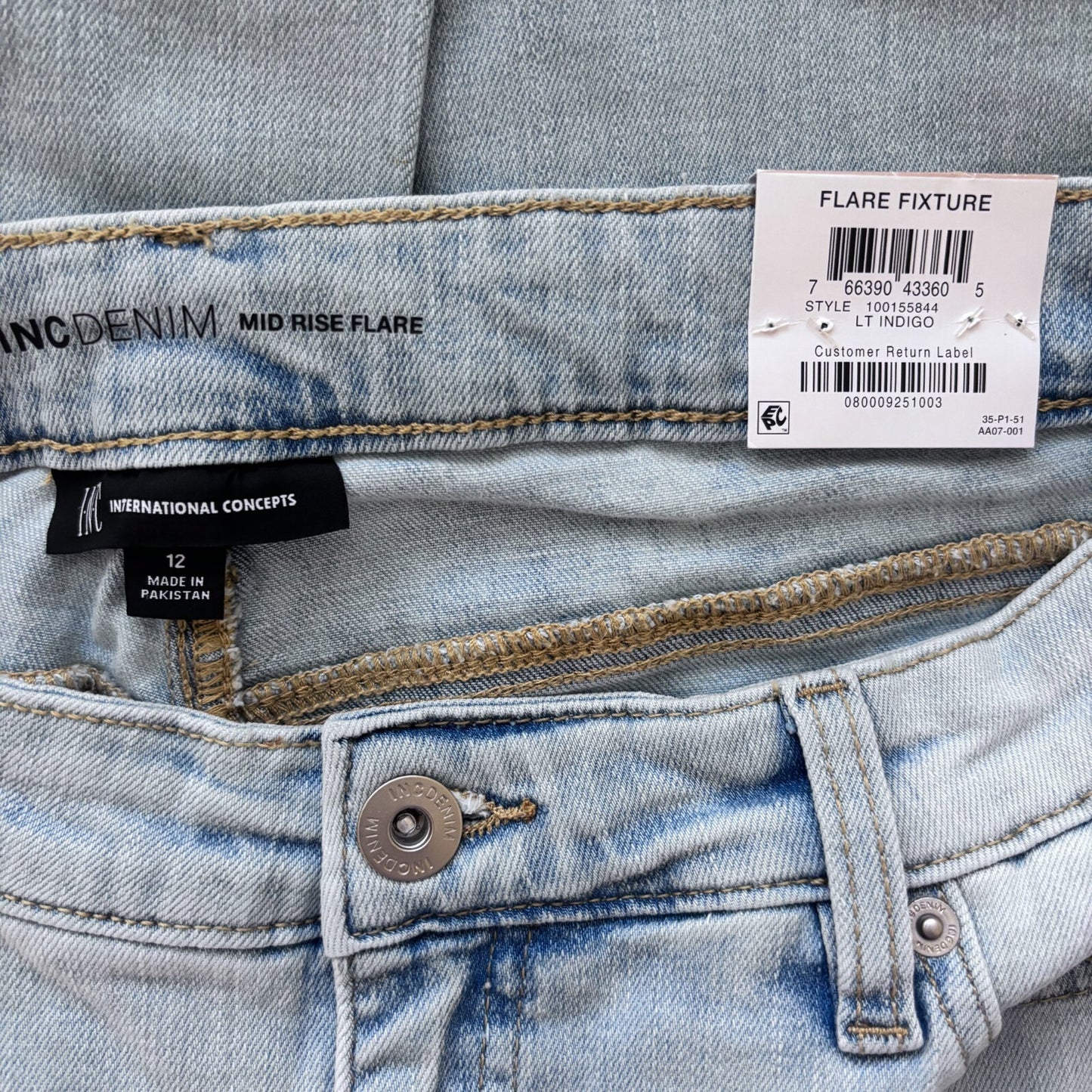 I.N.C. International Concepts Women's Mid-Rise Destructed Flare-Leg Jeans NWT