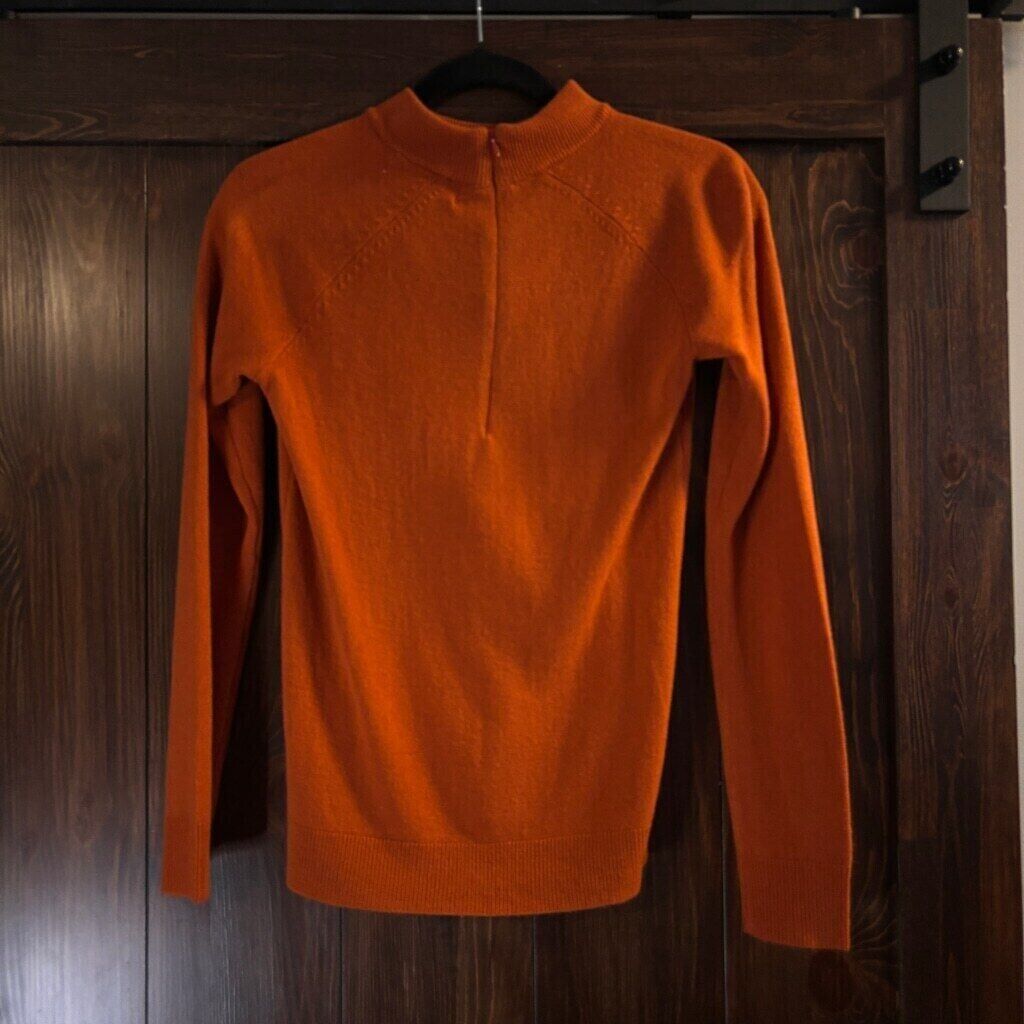 Karen Scott Petite Mock Neck Zip-Back Orange Knit Sweater NWT
