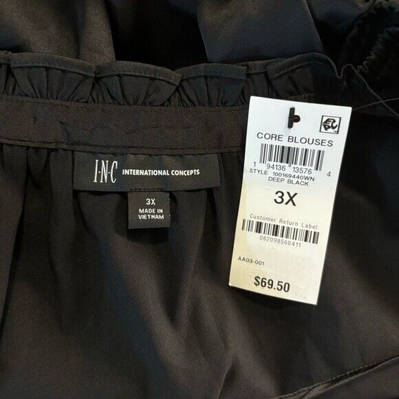 INC International Concepts Plus Size 3X Surplice Tie-Neck Satin Blouse NWT