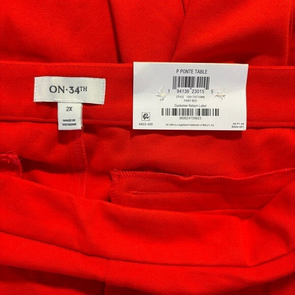 On 34th Women's Bright Orange Ponte Kick-Flare Ankle Dress Pants NWT