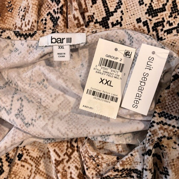 Bar III Size XXL Snake Print Ruched Front Camisole Tank Top NWT