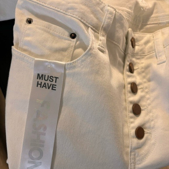 Tinsel Juniors Mid Rise White Denim Flare Jeans NWT
