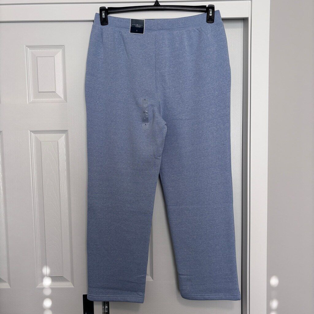 Karen Scott Women's Large Light Blue Fleece Knit Mid-Rise Pull-On Pants NWT