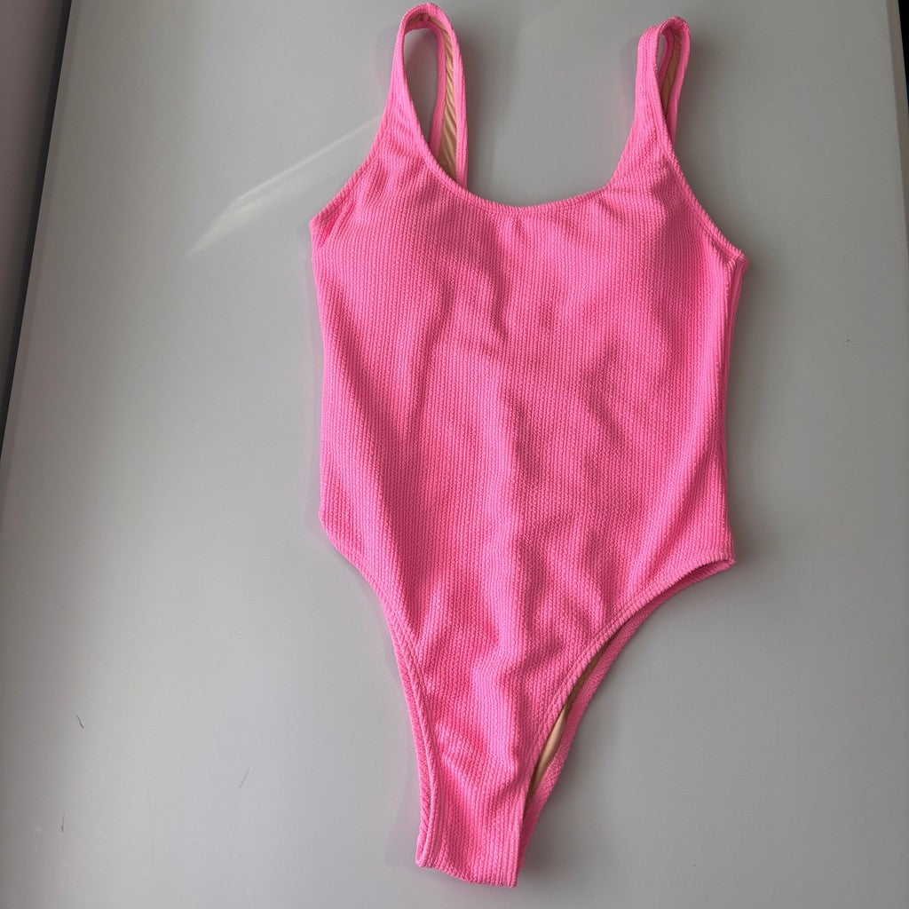 Cotton On Women's Hot Pink Low-Back One-Piece Swimsuit NWT