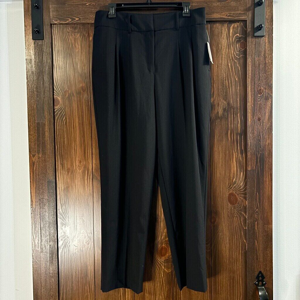 Bar III Women's Bi-Stretch Pleated Straight-Leg Black Ankle Dress Pants NWT