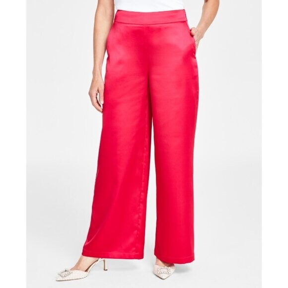 I.N.C. INTERNATIONAL CONCEPTS Hot Pink Satin High Rise Dress Pants NWT