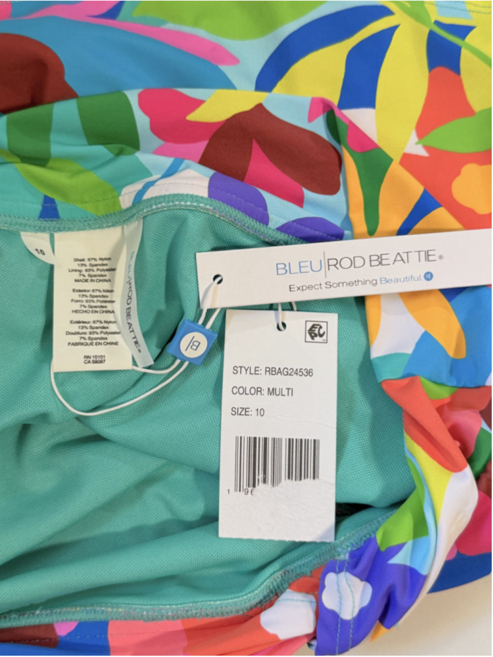 Bleu by Rod Beattie Size 10 Colourful Floral Side-Drape Hipster Swim Skirt NWT