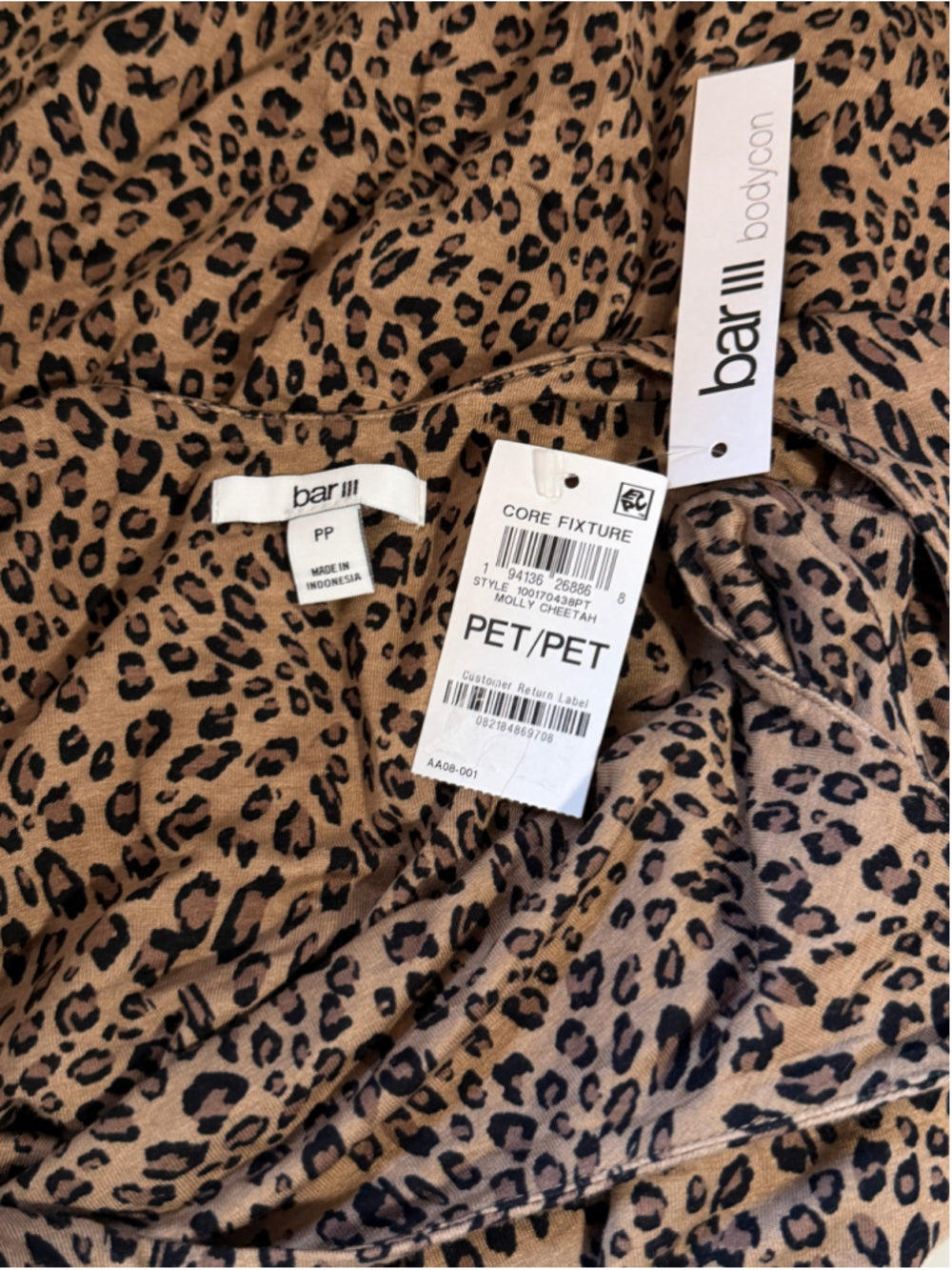 Bar III Women's Petite Cheetah-Print Jersey Midi Dress NWT