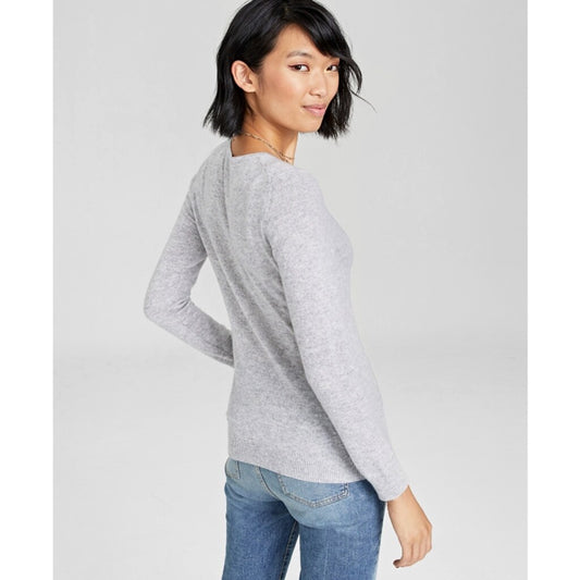 Charter Club Women's Small Petite 100% Cashmere Gray Crewneck Sweater NWT
