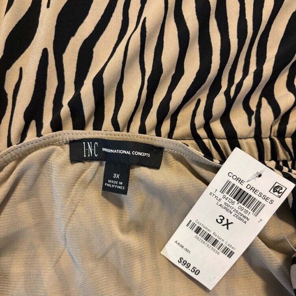 I.N.C. International Concepts Plus Size Zebra Printed Halter Dress NWT