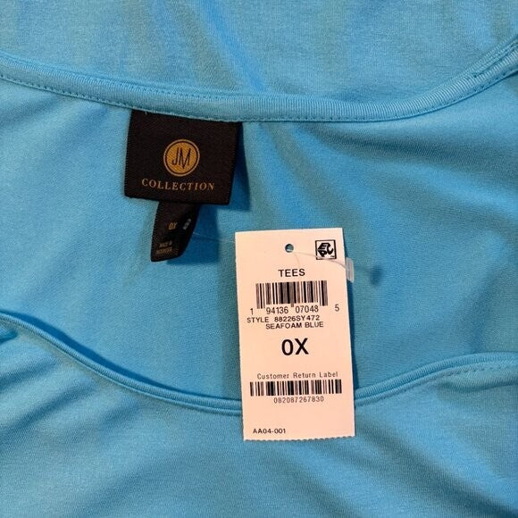 JM Collection Women's Plus Size 0X Blue Solid Tank Top NWT