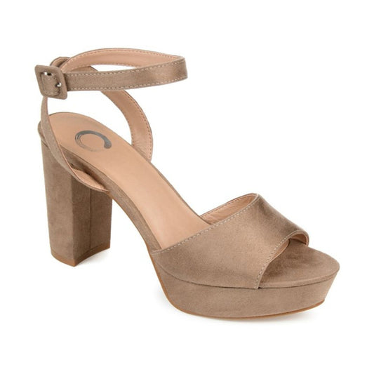 Journee Collection Women's 8 Beige Nairri Platform Block Heel Dress Shoes NIB