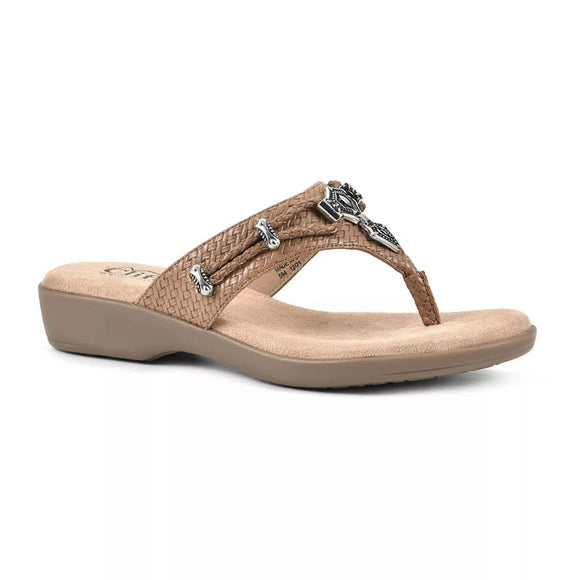 Cliffs by White Mountain Women's Size 8.5 Brown Bailee Embellished Sandals NIB