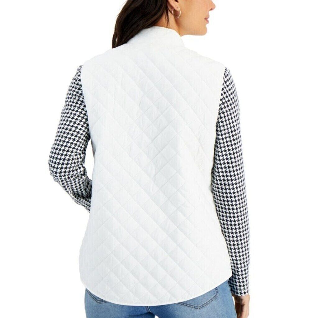Karen Scott Women's White Solid Quilted Puffer Vest NWT