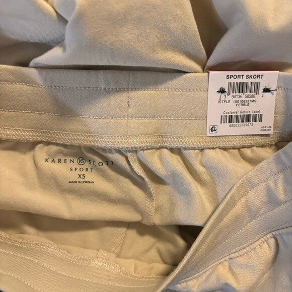 Karen Scott Knit Beige Draw-String Waist Skort NWT
