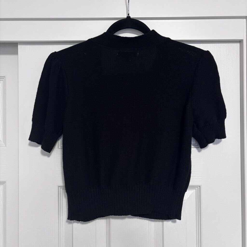 Hooked Up Juniors' M Puff-Sleeve Embroidered Butterfly Cardigan Sweater NWT