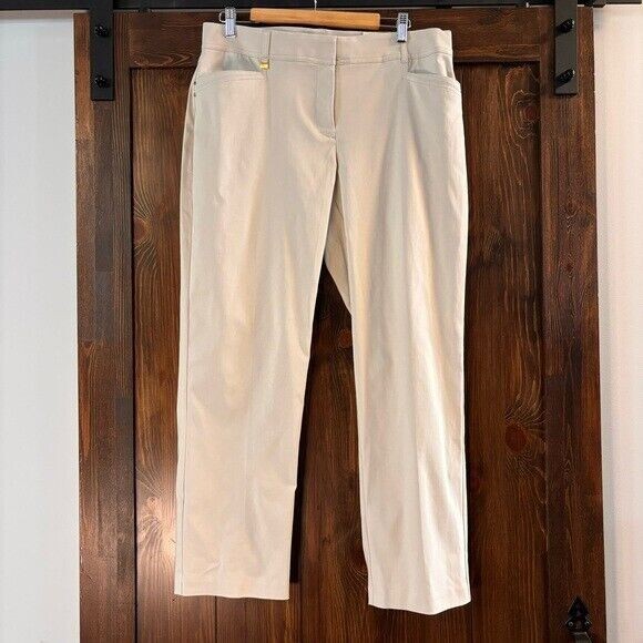 JM Collection Petite Tummy-Control Curvy Fit Light Beige Dress Pants NWT