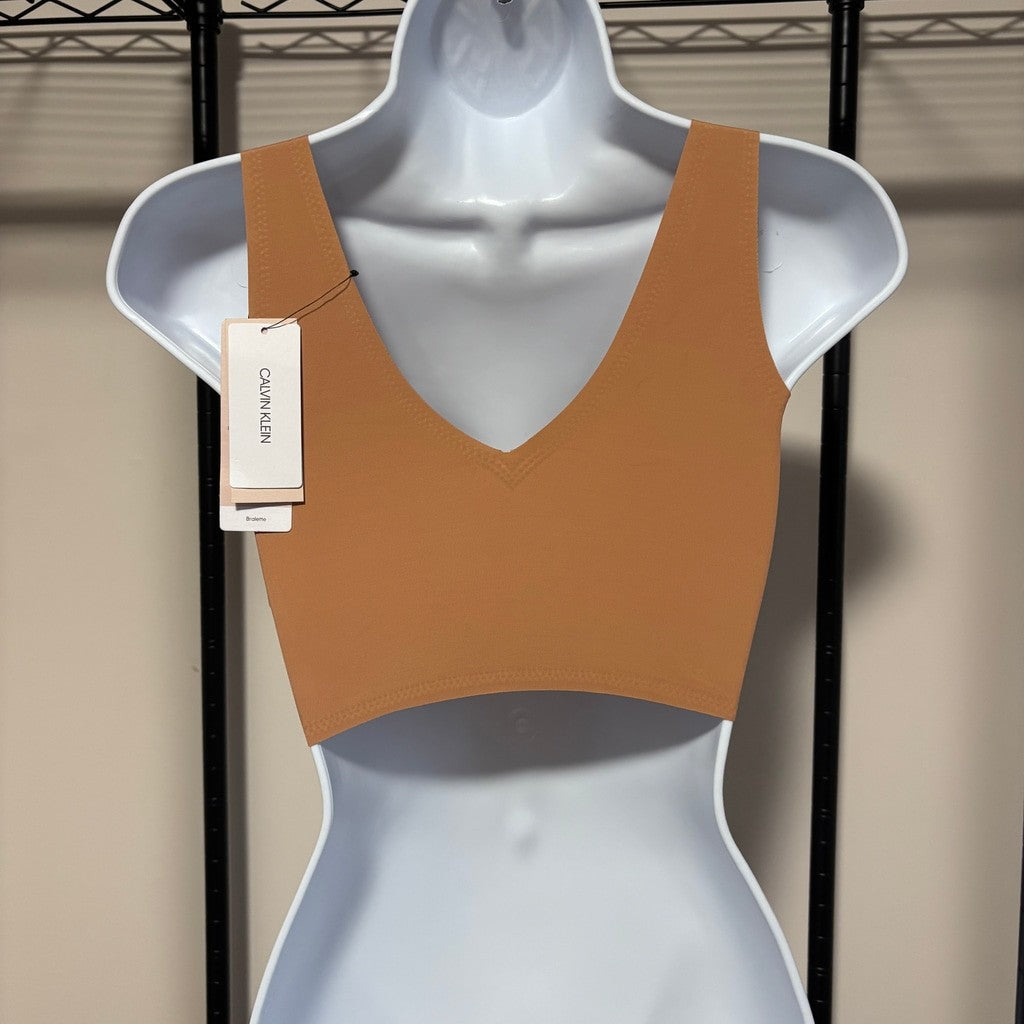 Calvin Klein Size XS Brown Invisibles Comfort V-Neck Comfort Bralette NWT