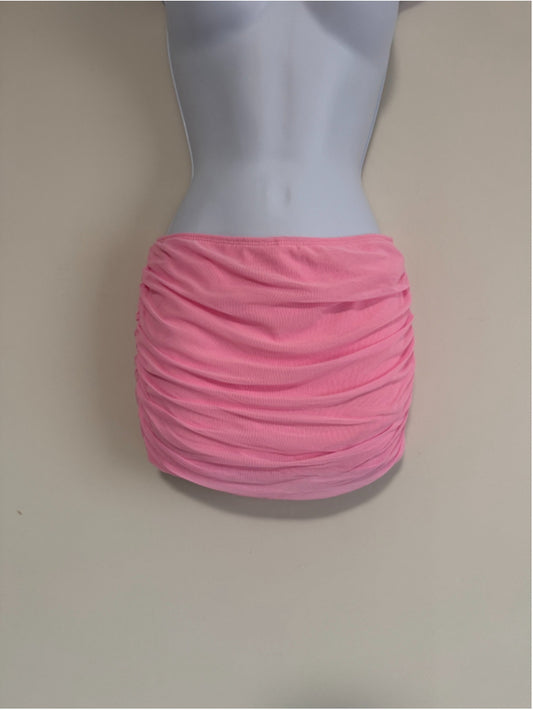 SHEIN Women's Small Pink Ruched Mesh Mini Skort Skirt Shorts NWT