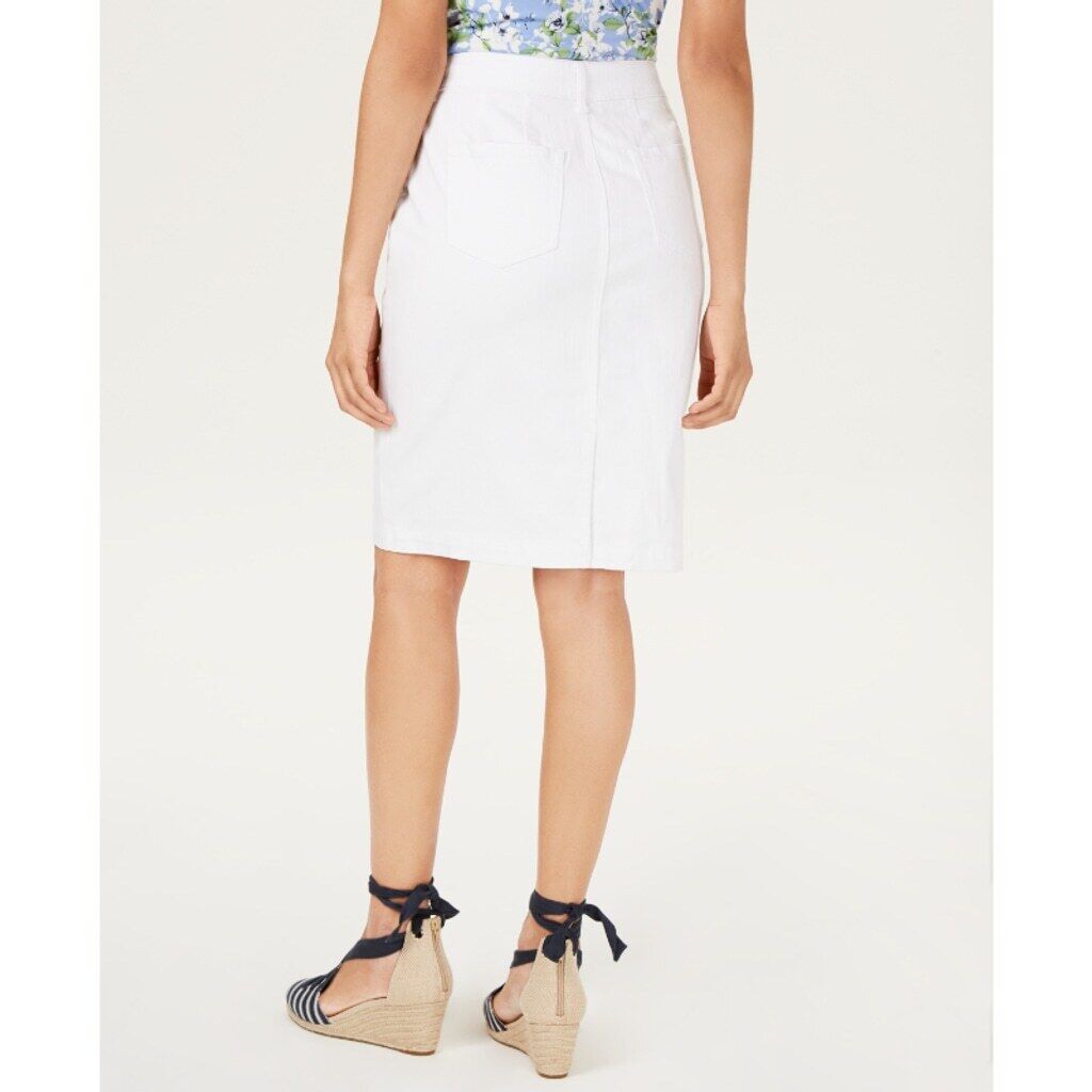 Charter Club Women's 10 White Denim Tummy Control Skirt NWT