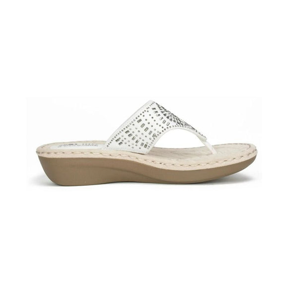 Cliffs by White Mountain Cienna Women's 9.5W White Comfort Beaded Sandals NIB