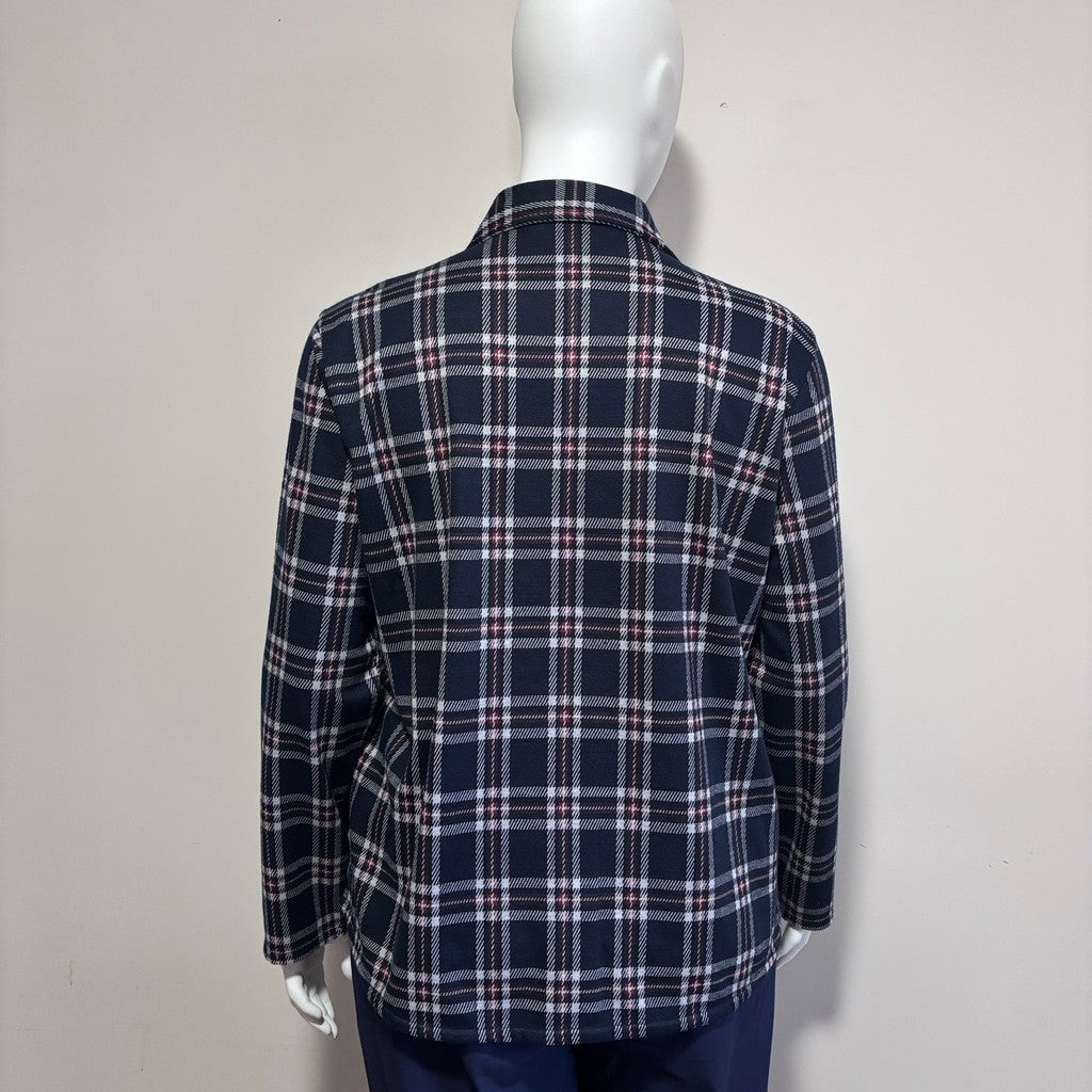 Tommy Hilfiger Size XL Navy & White Plaid Button-Up Shacket (Sweater Jacket) NWT