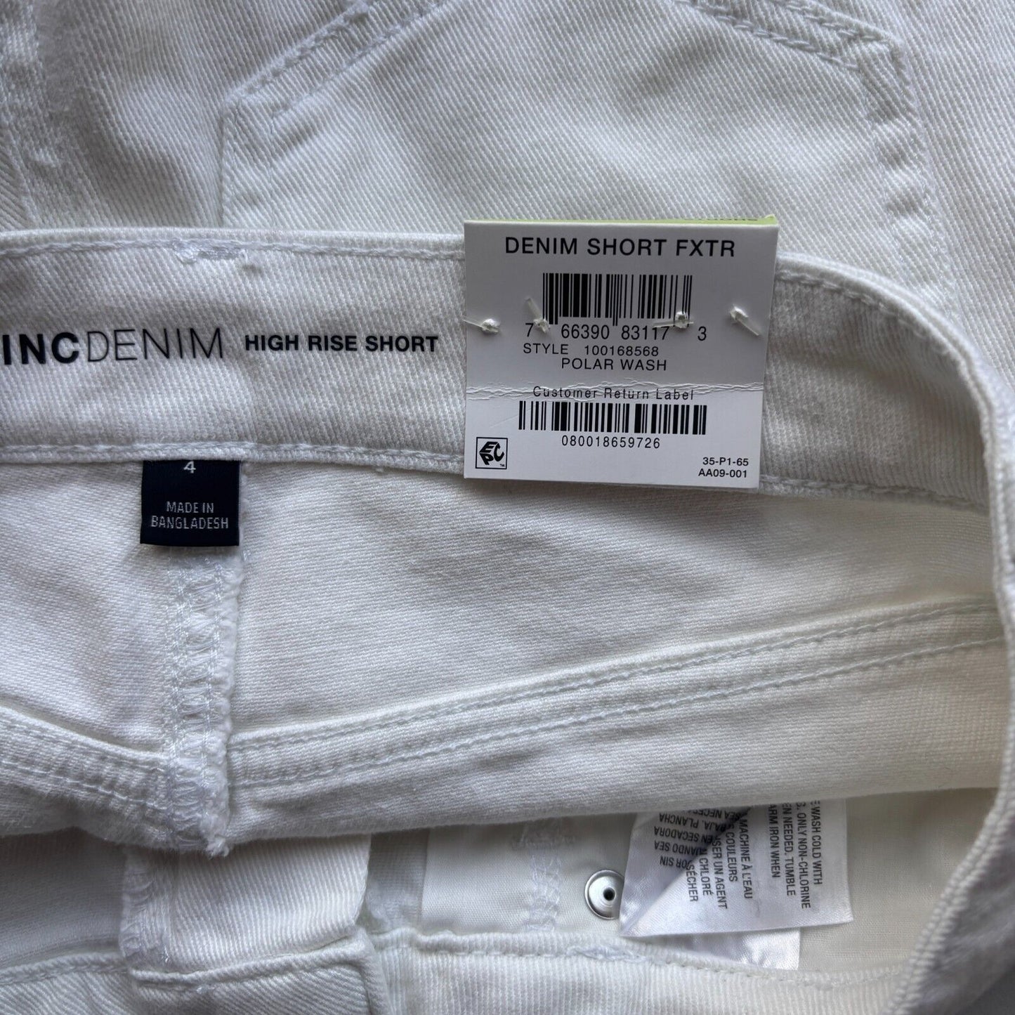 INC International Concepts Women's White High-Rise Cuffed Denim Shorts NWT