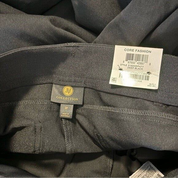 JM Collection Petite Tummy-Control Curvy Fit Black Dress Pants NWT