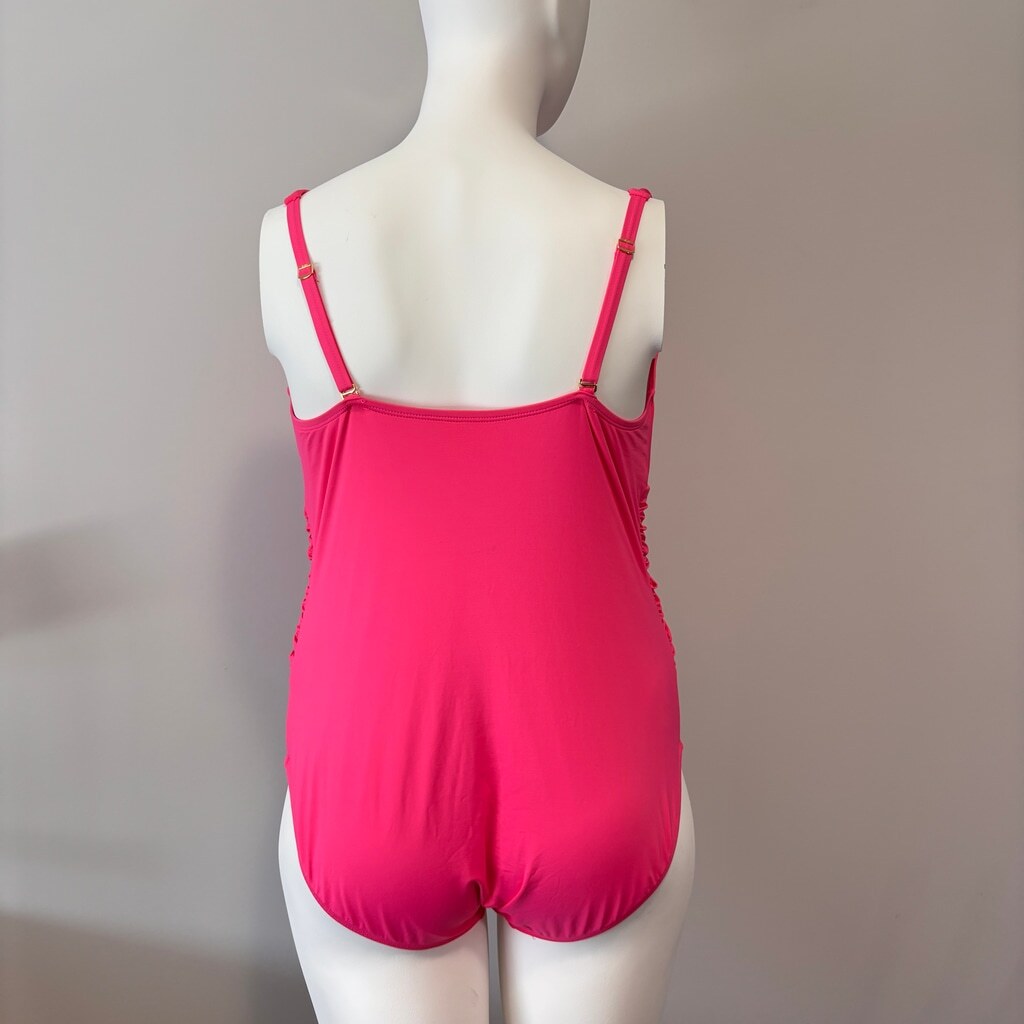 Bleu by Rod Beattie Plus Size Women's Hot Pink Ruched One-Piece Swimsuit NWT