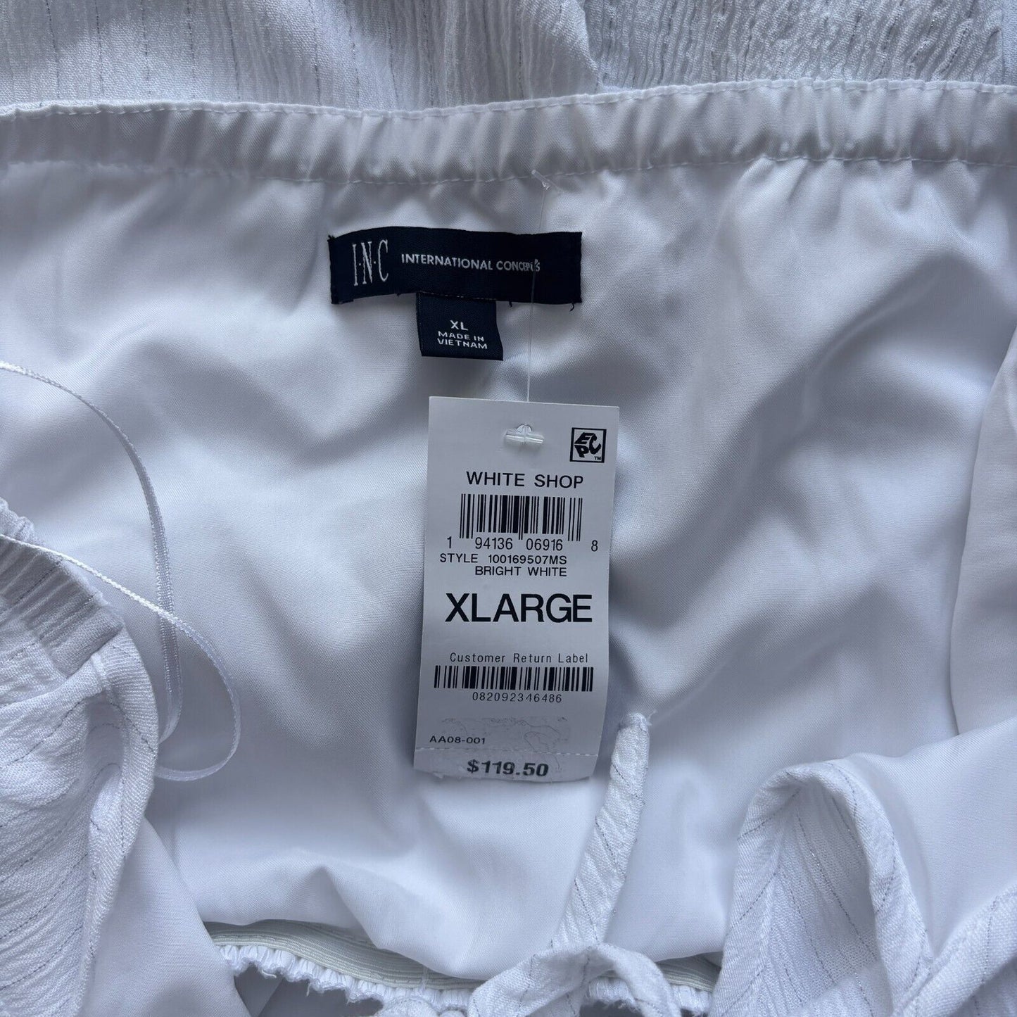 INC International Concepts White & Silver Halter-Neck Tiered Maxi Dress NWT