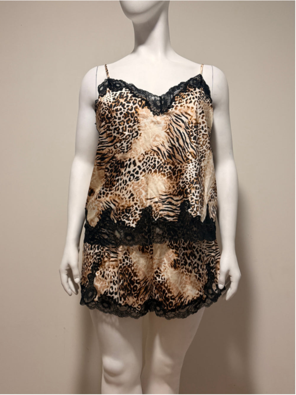 INC International Concepts Size Extra Large Animal Print Lace Pajamas Set NWT