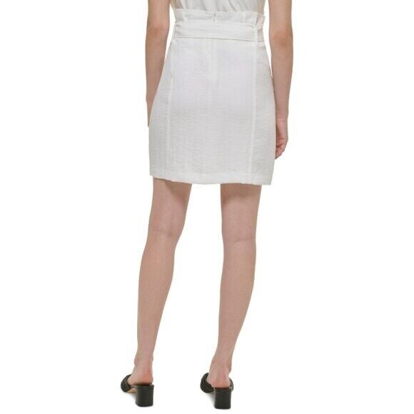 CALVIN KLEIN White Cargo Belted Pencil Skirt Size 2 NWT